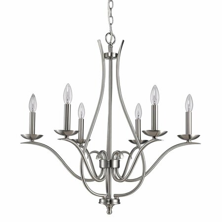 HOMEROOTS 28 x 28 x 28 in. Genevieve 5-Light Satin Nickel Chandelier 398104